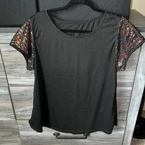 NWOT Black w/sequin sleeves